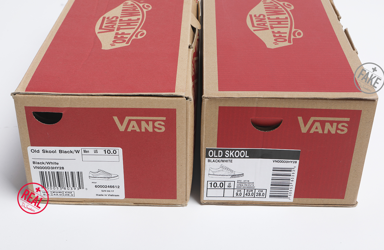 鞋盒标也有所不同,fake有存货的可能性,所以没有沿用最新版vans鞋盒标